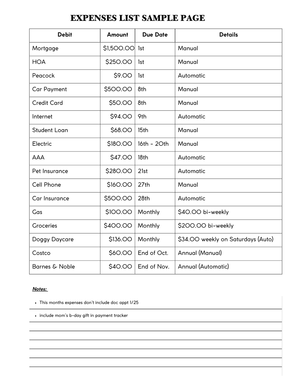 Budget Planner Pages - Simple