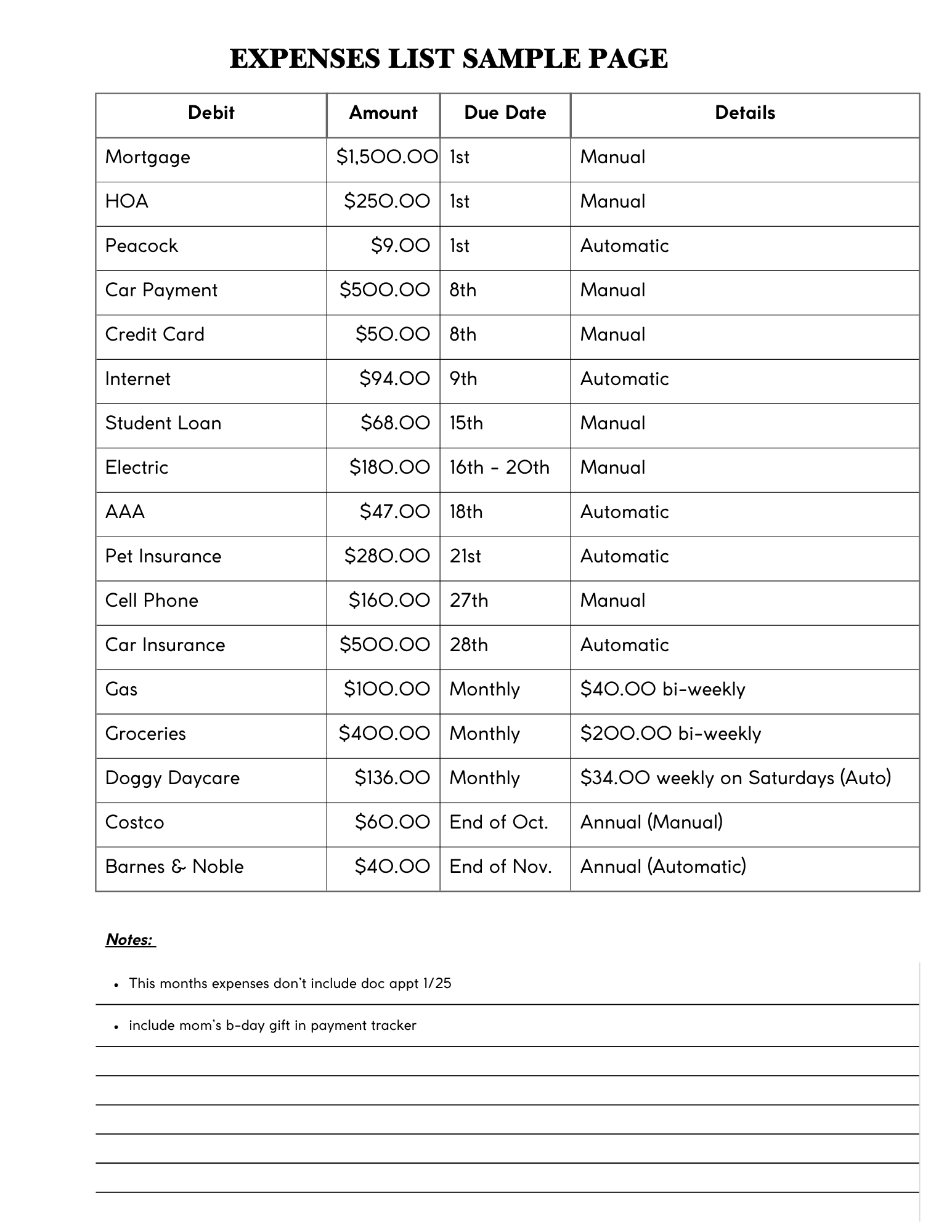 Budget Planner Pages - Simple
