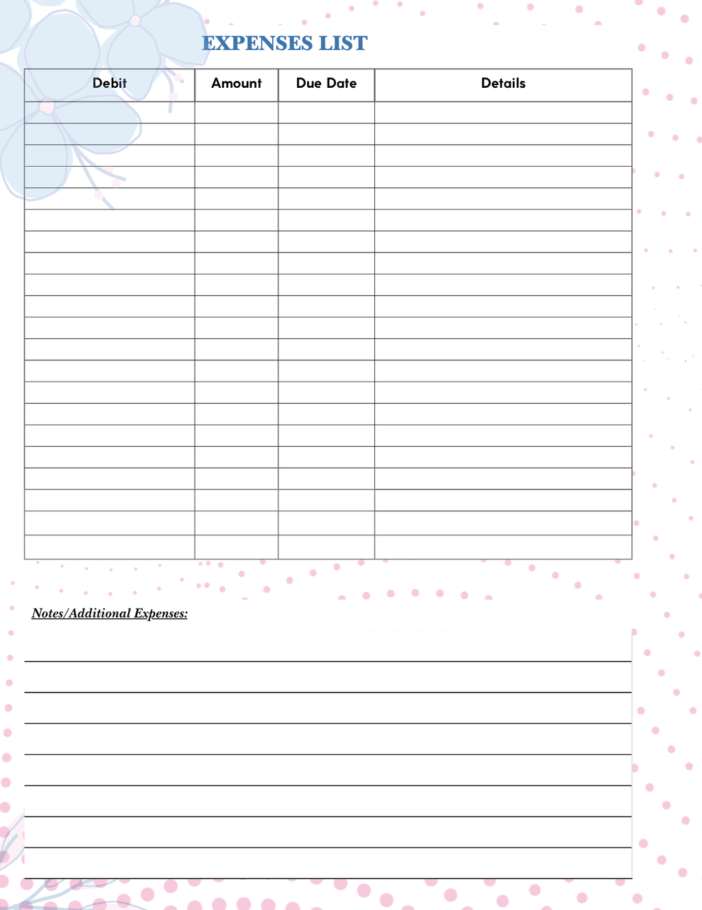 Budget Planner Pages - Decorative
